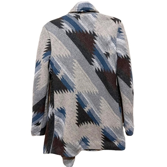Thread & Supply Aztec Southwestern One Button Winter Coat Gray Brown Blue Size S - Picture 2 of 8